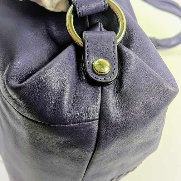 B. Makowsky Purple Leather With Silver Hardware‎ Shoulder Bag - Picture 3 of 16